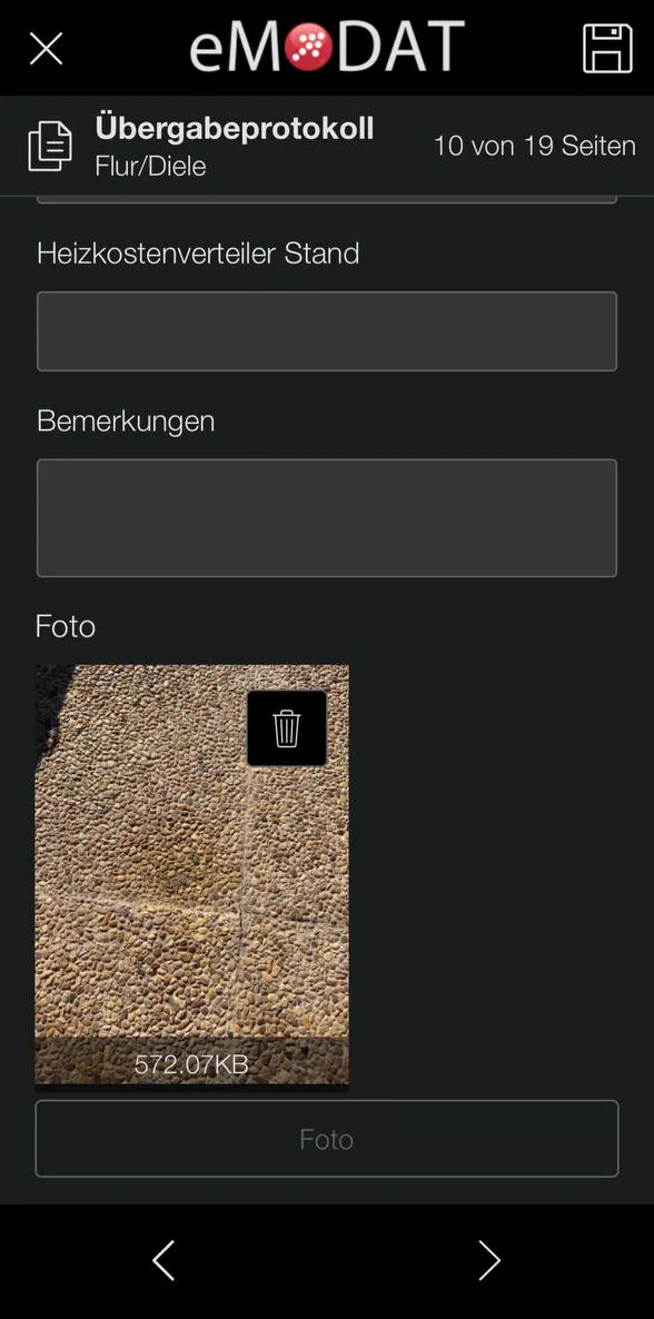 App-Screenshot: Mängel und Zählerstände mit Fotos direkt im Protokoll belegen